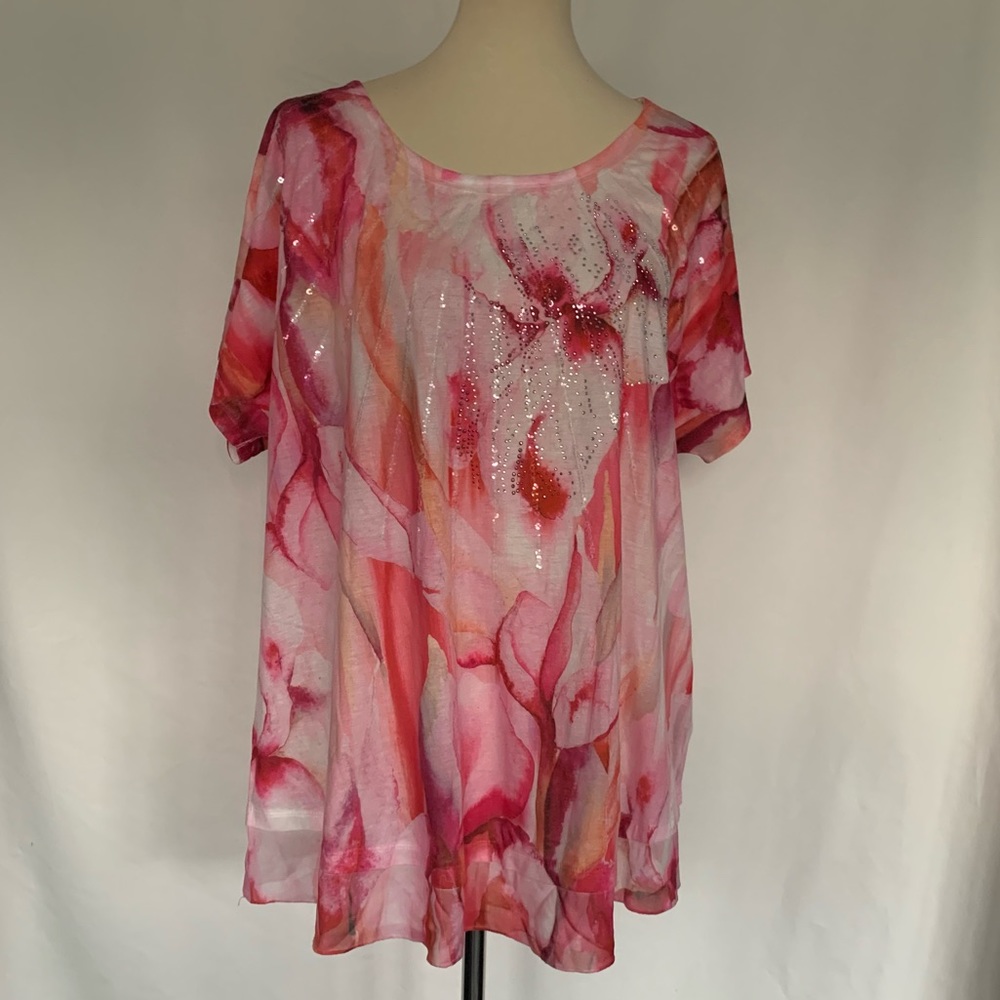Pink Orange Floral print top by Avenue Sz. 18 20